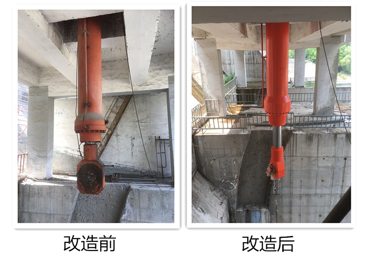 汾河二庫衝沙底孔油缸改造前後對比圖